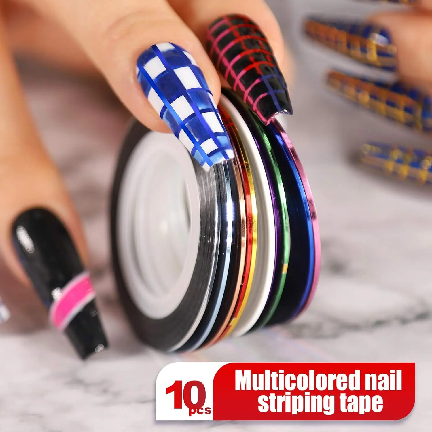 

10/30 Nail Art Gold Silver Line Nail Strips, 1mm Colored Metal Strips with Back Glue DIY Nail Decoration