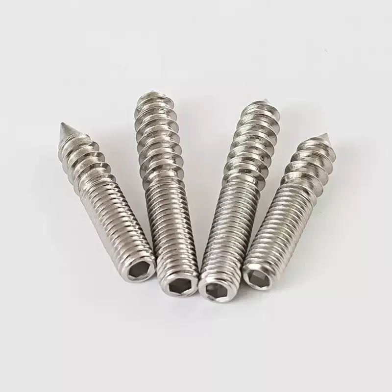 M4-M10 304 SS Double End Self-Tapping Screw Hexagon Socket Pointed Tip Furniture Assembly Fastener Bolts