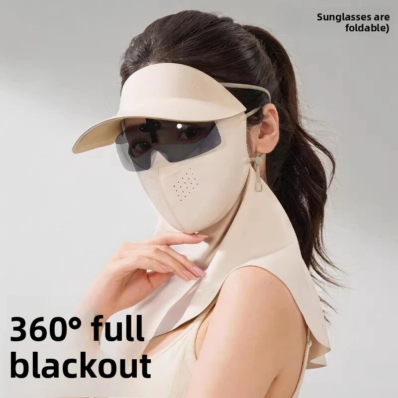 

UPF 50+ Sun Protection Hat with Neck Gaiter Wide Brim Breathable Sun Visor with Face Shield UV Blocking Hat for Outdoor Sports
