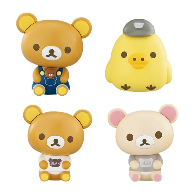 BANDAI Rilakkuma Action Figures Model Kiiroitori Honey Tea Bear Cow Milk Bear Little Bear Gashapon Peripheral Products Original