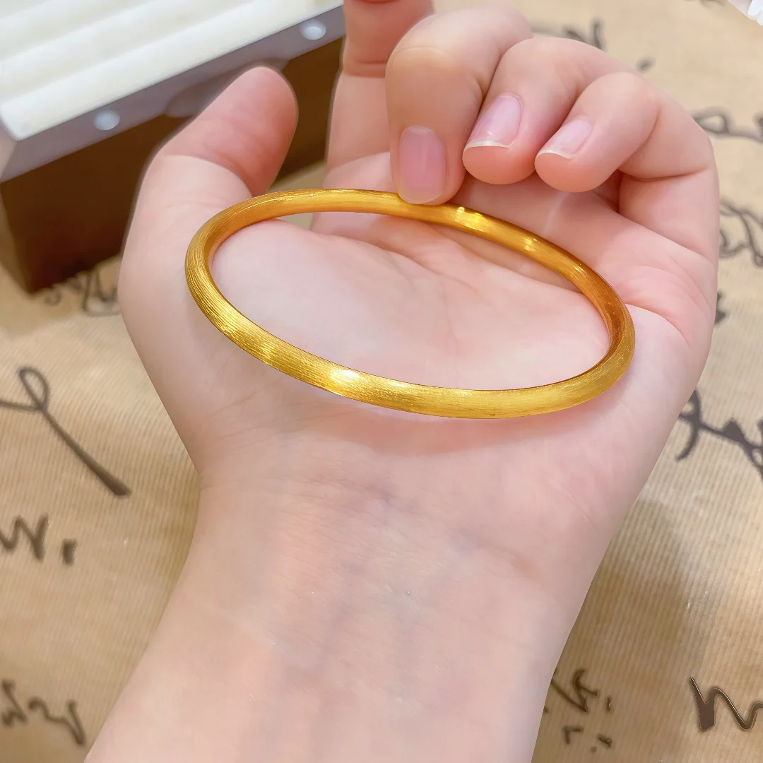 

Luxury 24K 9999 Pure Gold real gold Brushed Ancient Bracelet