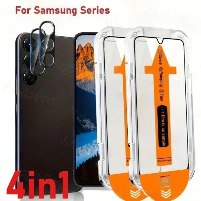 

2p Auto-Alignment Tempered Glass and 2 Camera Protectors,Compatible with For Samsung Galaxy A16 A17 A25 A26 A35 A36 A52 and A56
