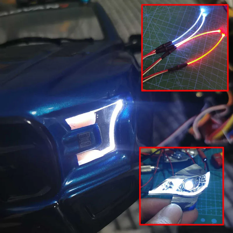 2 światła LED do jazdy dziennej Strobe Light Bent At Will dla 1/10 RC Crawler Drift Car Traxxas TRX4 Defender Bronco SCX10 RC4WD D90