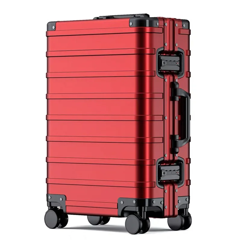 Bagages de voyage tout en aluminium, valise à roulettes haut de gamme, serrure à mot de passe ultra-silencieuse, boîte d'embarquement, bagages tendance, 20 pouces, nouveau