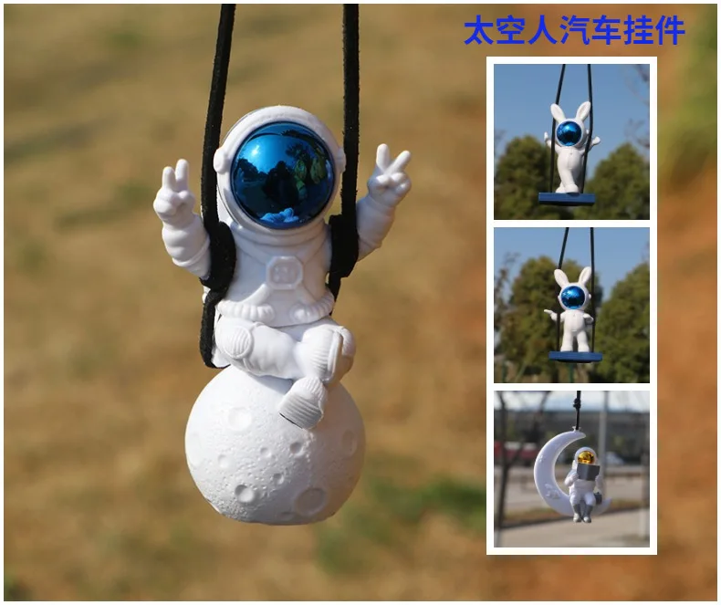 Spaceman Swing Automobile Astronaut Car Pendants Ornaments Car Rearview Mirror Pendants Hanging Decoration Interior Accessories