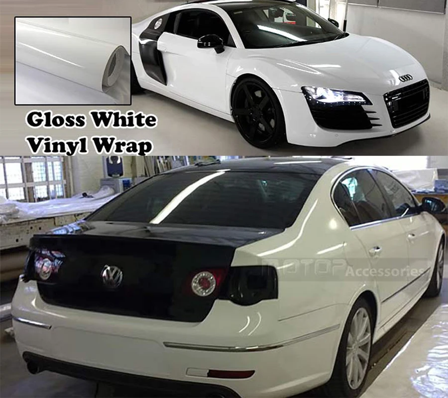 Vinil Covering Film Adesivo, Decalque Folha de Rolo, Air Bubble Free, Glossy Gloss White Wrap, 60 ", 150cm Vinil Automotivo Adesivos de Carro