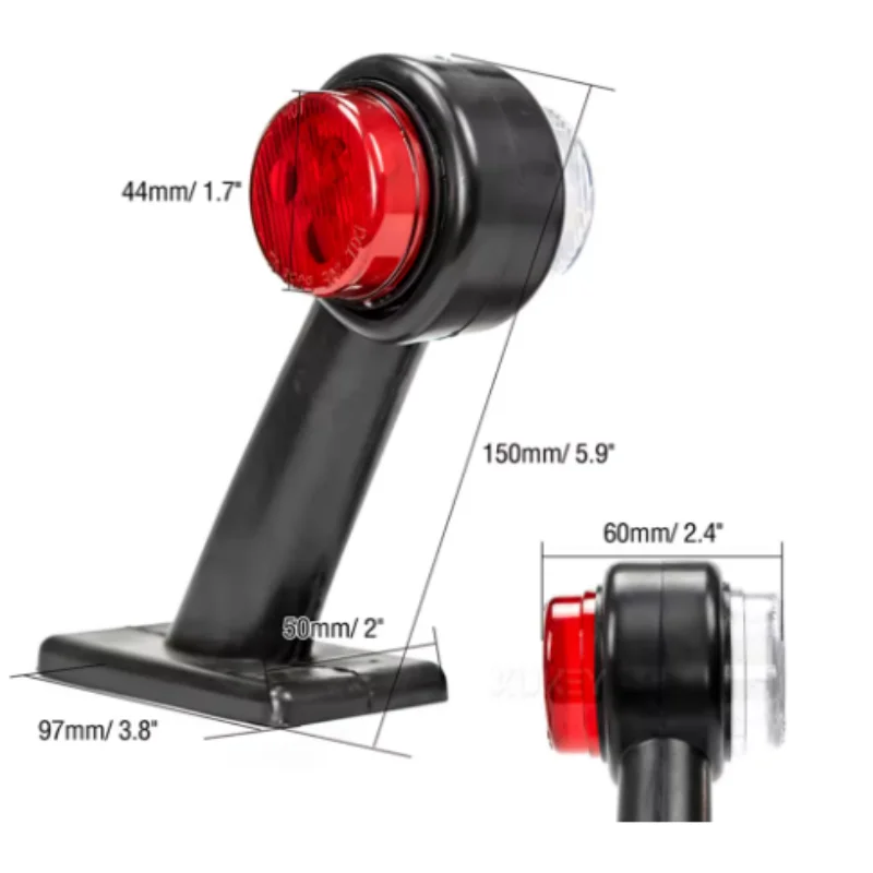 ISURE MARINE 2PCS LED Contour Lights Side Markings Truck Trailer Tail Lights Indicator Lights Dual Color Red And White