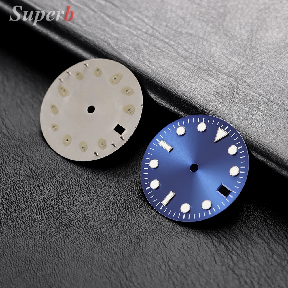 NH35 28.5mm Green Luminous S Dial SUB Mariner Watch Dial Suitable for NH35 NH36 4R36 Movement Watch Face Tools Watch Accessories
