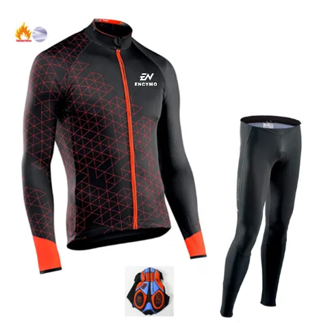 

Team Cycle Clothing Sets Men Long Sleeve MTB Bike Maillot Ropa Ciclismo Hombre Bicycle Wear GEL Bib Pants ENCYMO