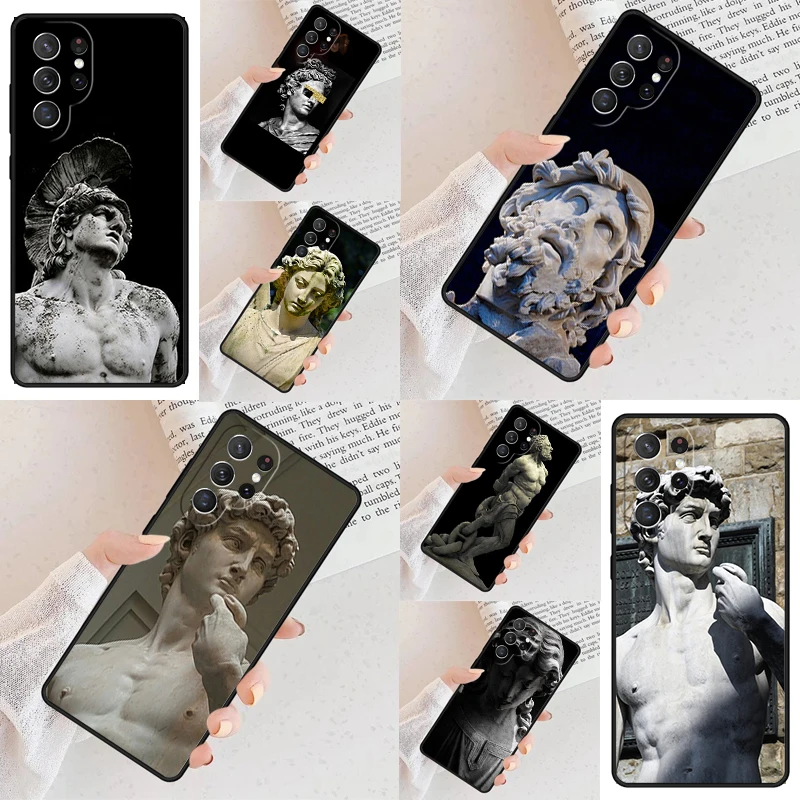 Greek God Statue Face Phone Case For Samsung Galaxy S24 S23 S22 S21 Ultra S10 Note 10 Pro S20 Plus FE S9 S8 Cover