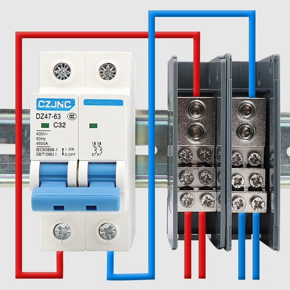 One in Multiple out Din Rail Terminal Block ABS/Copper 150A Power Junction Box Universal Wire Connector Distribution Box