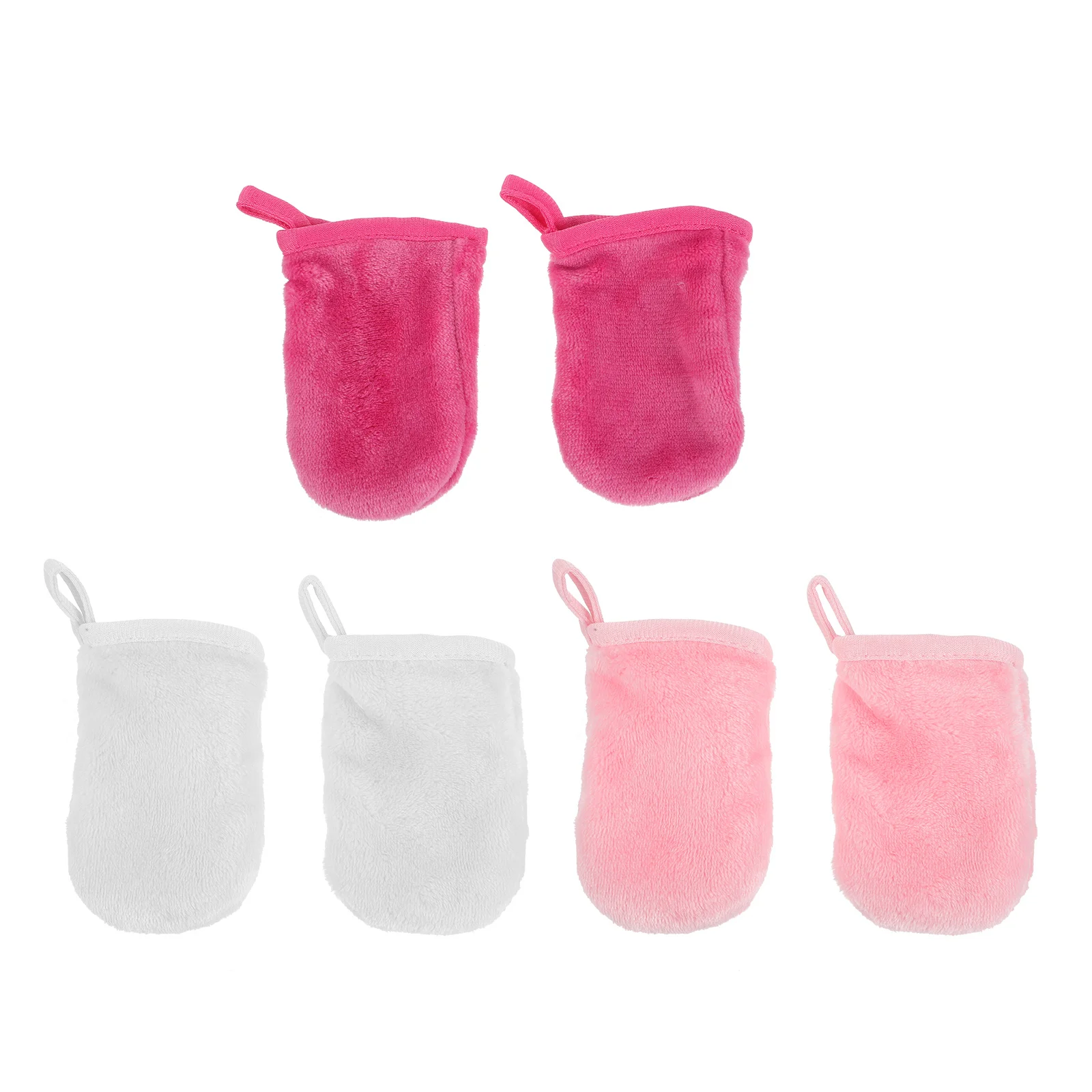 6pcs Facial Cleaning Gloves Makeup Remover Soft Microfiber Exfoliating Face Washing Mitts Hygienic Cleansing Glove With Hanging
