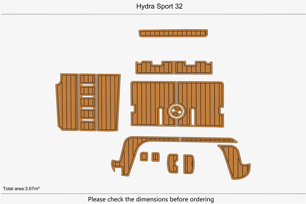 Eva foam Fuax teak seadek marine floor For Hydra Sport 32 Cockpit Swim Platform 1/4