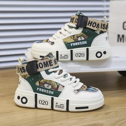 Children's high top canvas men's shoes with leisure non-slip flat shoes teenagers and middle school students with sports shoes