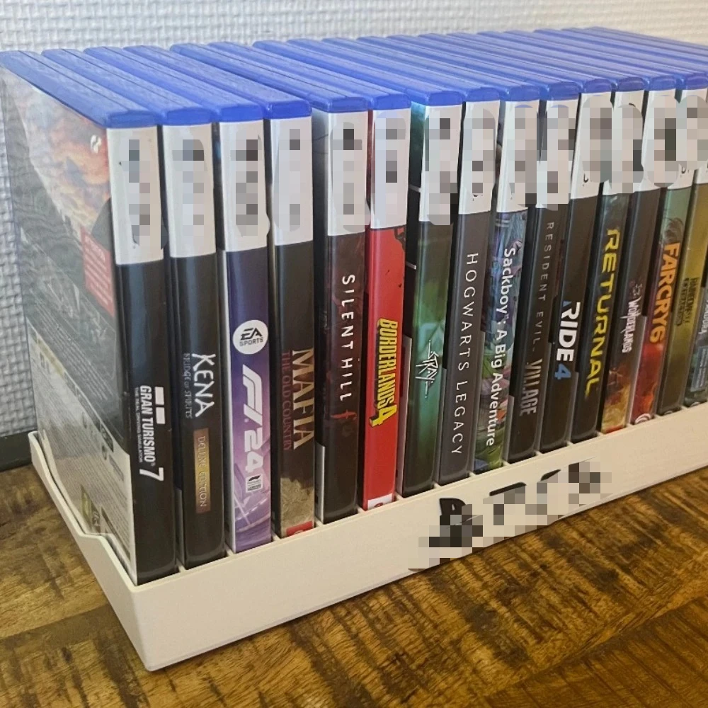 PS-5 Game Disc Storage Rack 3D Printed Holder For 14 Discs Protects Your Collection Minimalist Console Organizer