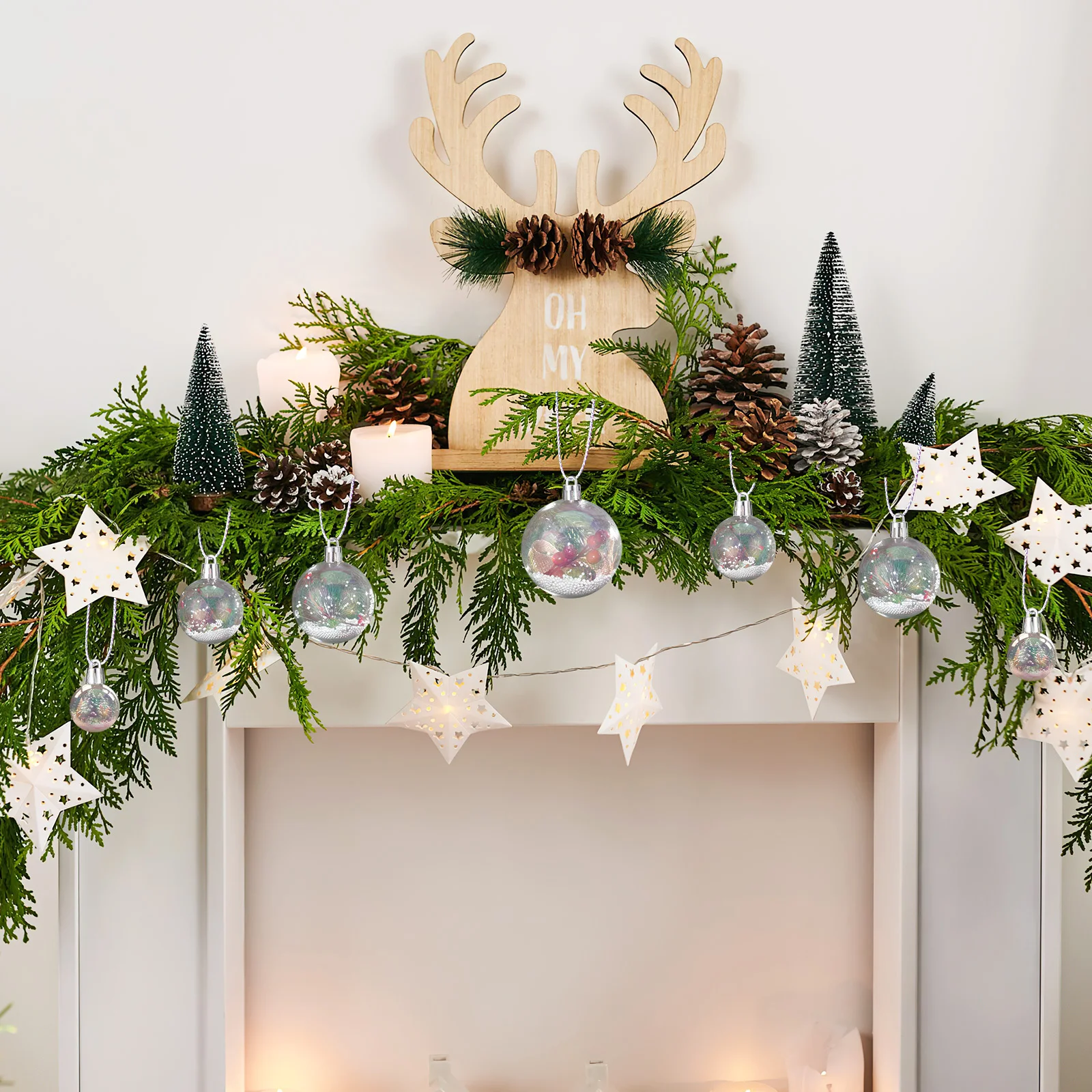 

18Pcs Christmas Transparent Baubles Plastic Balls Shatterproof Hanging Xmas Tree Decoration Party Home Ornament Favor