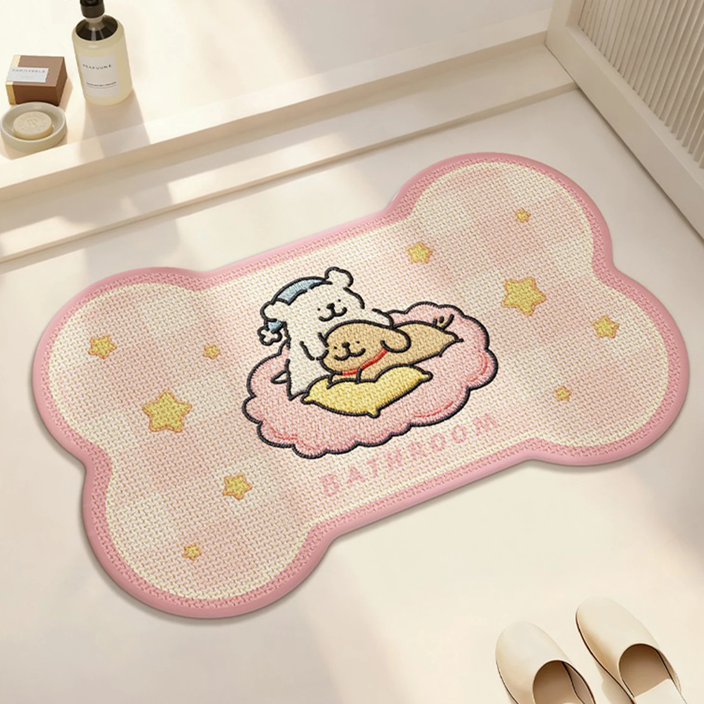 

Коврик для ванной комнаты из льняного волокна, впитывающий, противоскользящий, для входа в туалет, быстросохнущий, коврик для ног