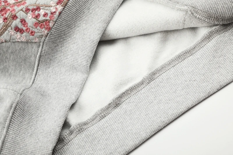Pflaumenblüten-Stickerei Amerikanischer Streetwear-Hoodie für Männer, Oversized Pullover-Sweatshirt, Locker Sitzend, Urban Wear, Lässige Kapuzenpullover – Detail 11