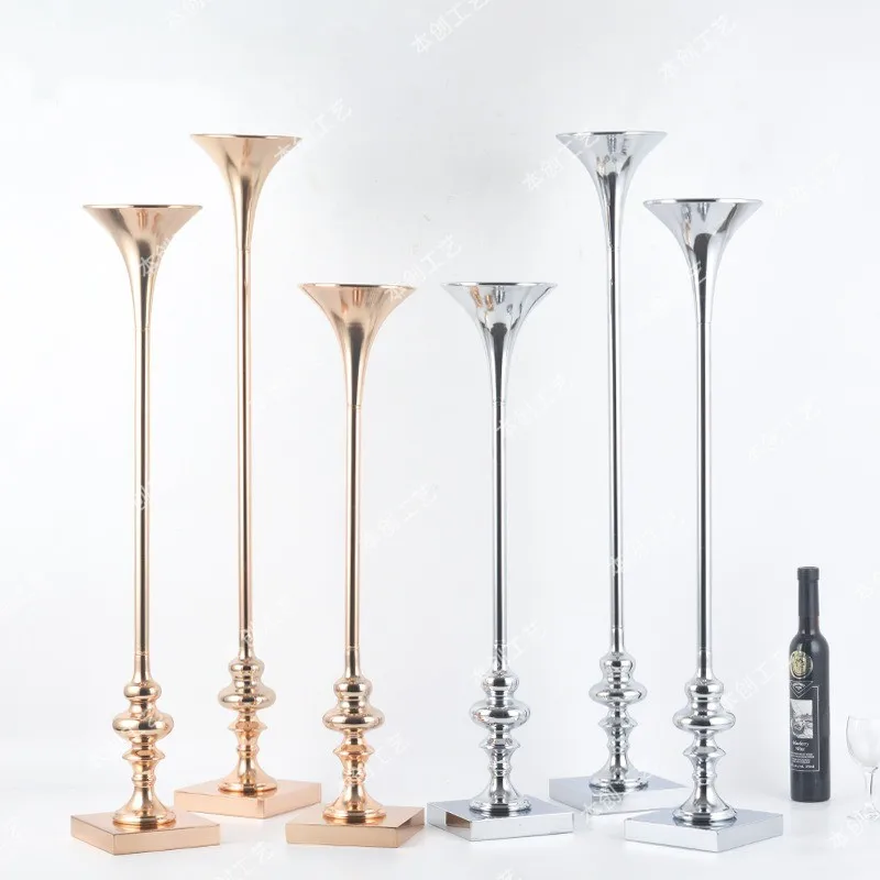 Gold\Sliver Candle Holder Candle Stand Wedding Table Centerpiece Event Road Lead Flower Rack 10 pcs / lot