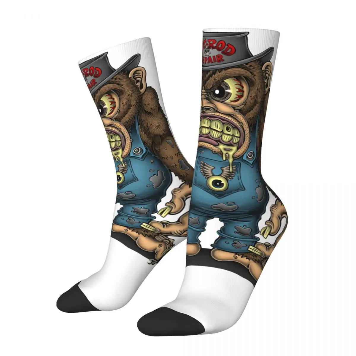 

Drool Monkey Men's Socks Vintage Harajuku Grease Monkey Street Style Novelty Casual Crew Sock