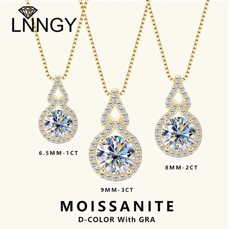 

Lnngy Test GRA Passed 1ct/2ct/3ct Moissanite Necklace 925 Sterling Silver Gourd Shaped Pendant Necklaces For Women 2025 Jewelry