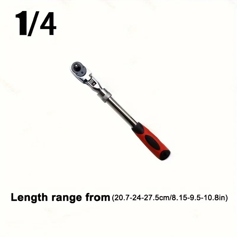 Telescopic Quick Ratchet Wrench 1/4 3/8 1/2 Movable Head Chrome Vanadium Steel Professional Repair Car Household Tools 72 Teeth