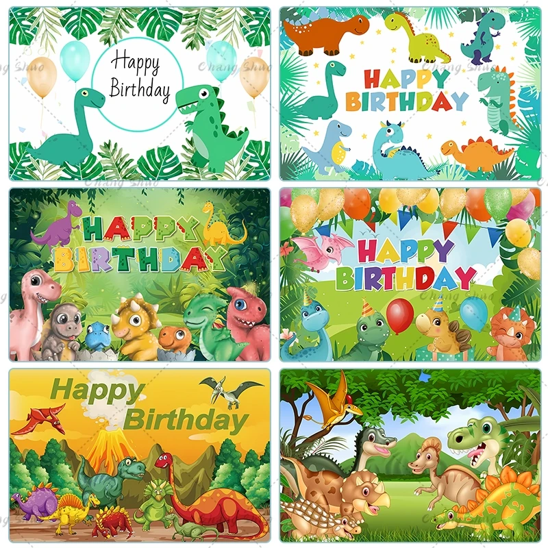 Cartoon Dinosaur Birthday Backdrop Woodland Party Decorations Jurassic World Dino Poster Backgrounds For Baby Shower