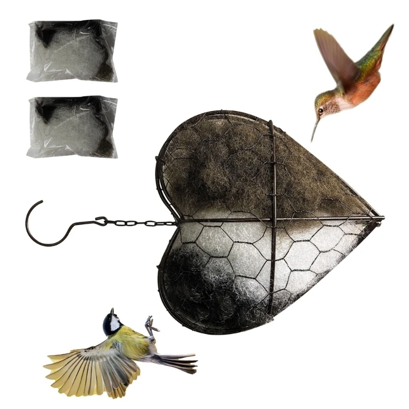 Decorative Metal Heart Form Bird Shelter Including Fiber For Cage Environment 55KF