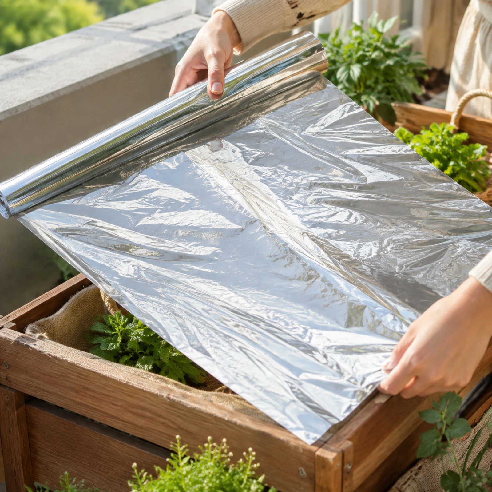 4 Pieces Sheet High Reflectivity 210 × 160 Cm Reflective Garden Sheet Double-Sided Silver Reflective Garden Film Metallized