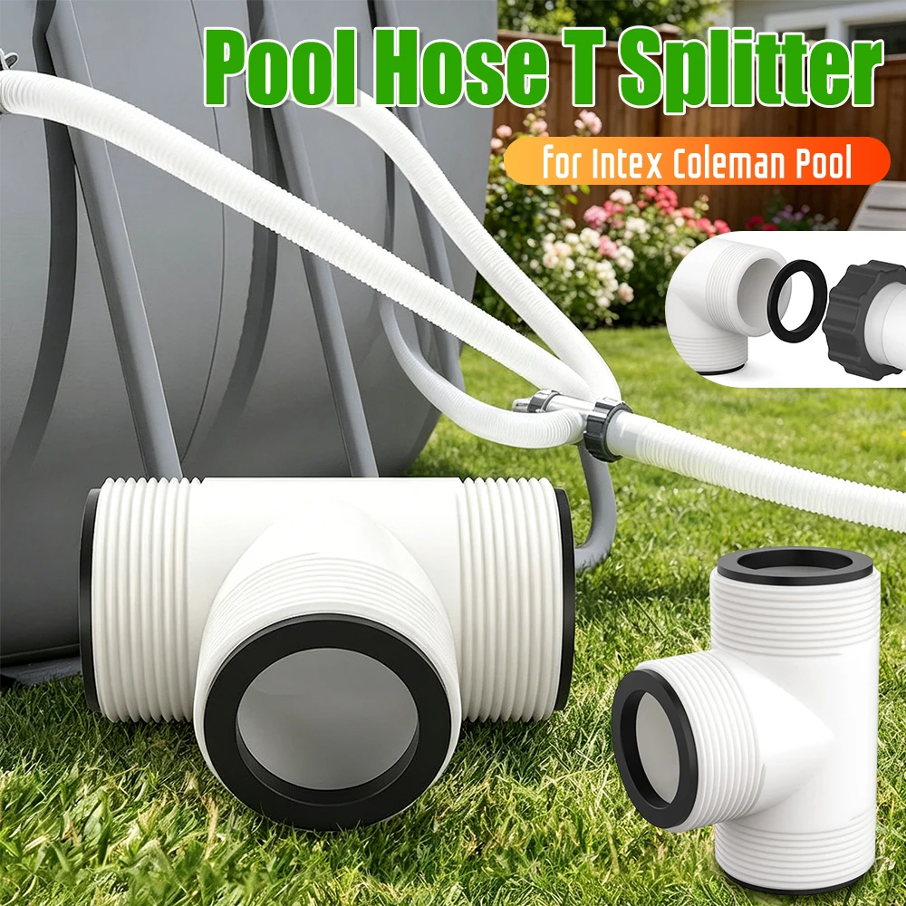 Swimming Pump Hose Adapter Controlling Flow Pool Hose Extender Pool Pump Hose Tee T-Joint Connector for 1.5 Inch Pool Pump Hose