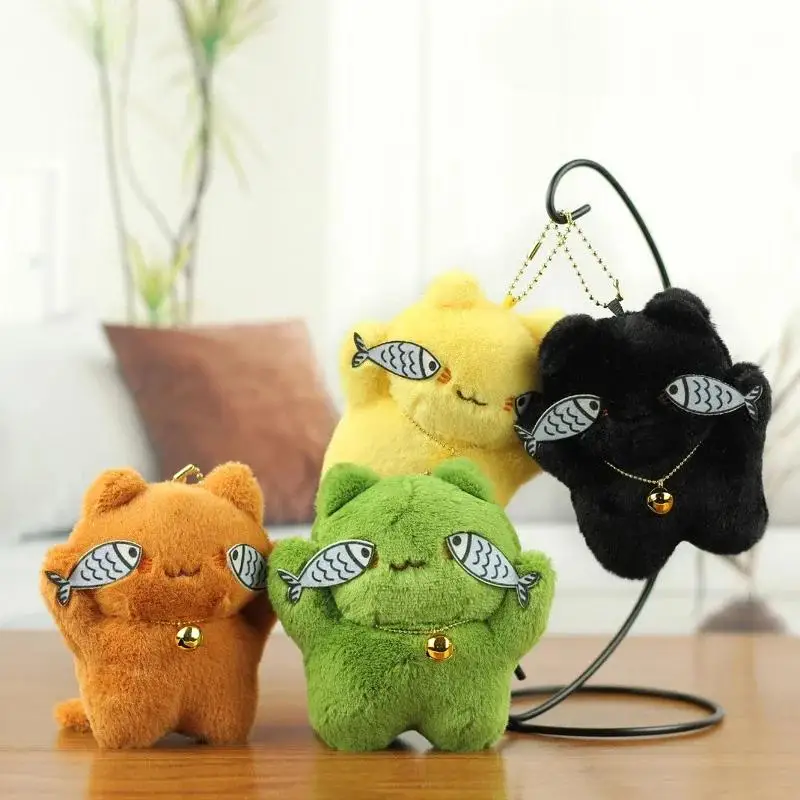 1-20PCS Leuke Kat Sleutelhanger Knuffel Geblinddoekt Vis Ontwerp Grappige Rugzak Charme voor vrouwen Tas Accessoires Cadeau