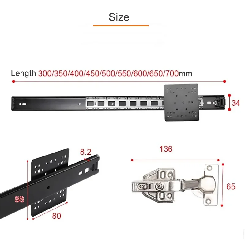 Imagem -04 - Trilho Deslizante Plug-in para Porta do Armário Faixa de Balanço Escondida Dobradiça de Puxar Armário Dobrável tv