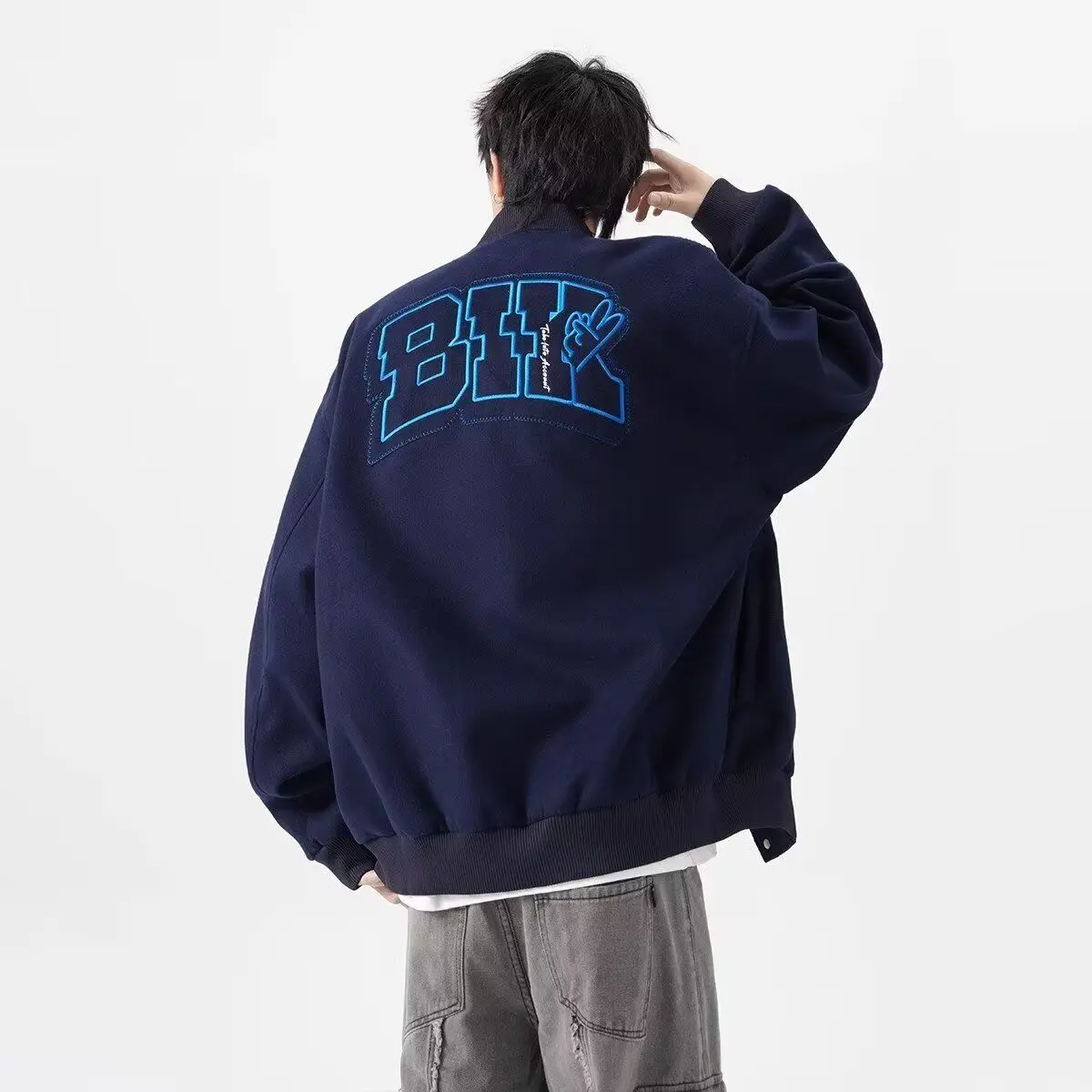 

Мужская куртка свободного кроя Jaet 2024, весенне-осенняя Sli Harajuku Hong Kong Sle High Street Faion, корейская версия, све с манжетами