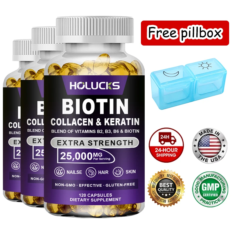 Biotin Collagen & Keratin Capsules, Skin Care Product Booster, Anti Aging, Whitening Skin Nail and Hair Care Supplement