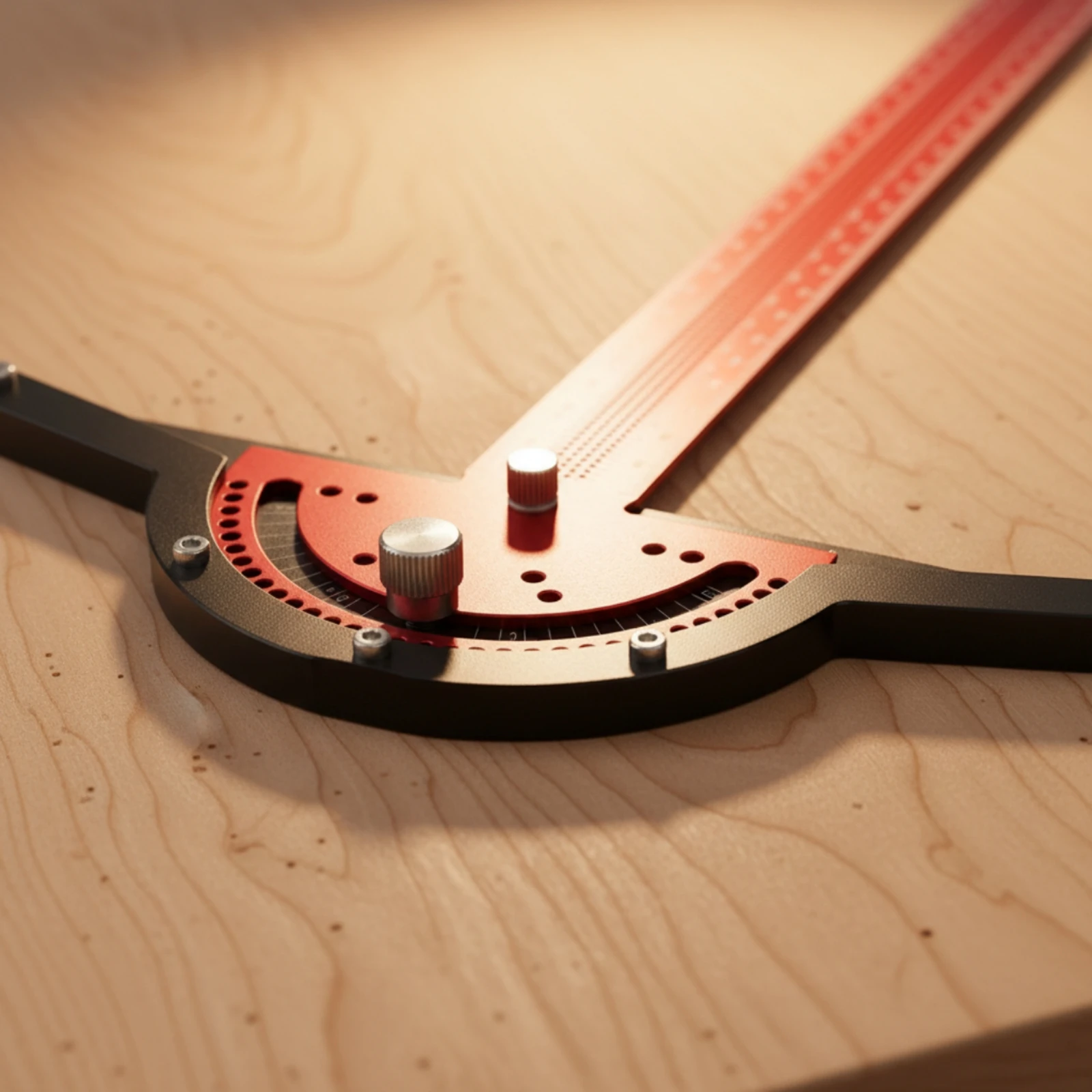 T-Square Angle Gauge Lockable Woodworking Marking Ruler Protractor Ruler Red and Black Adjustable T-Square for DIYers