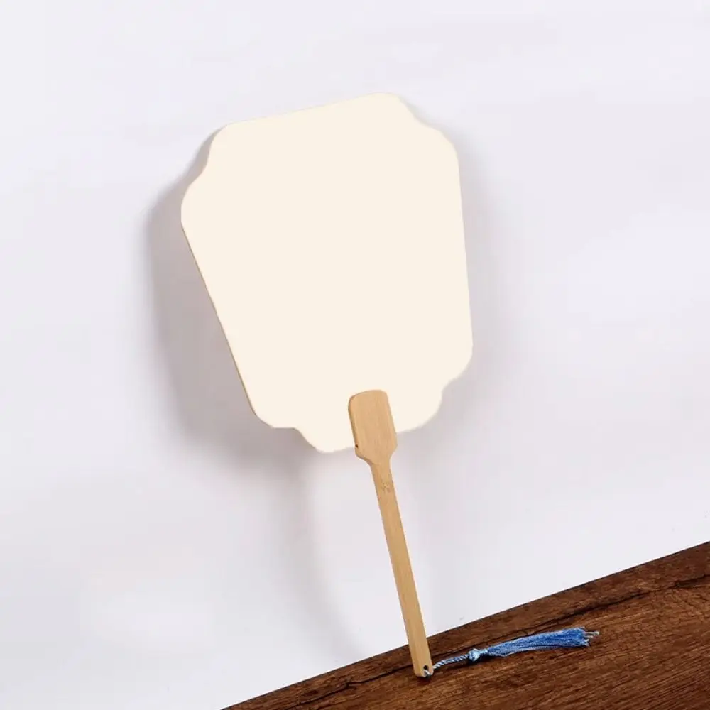 5Pcs Double-side Paper Hand Fans Portable DIY Painting Blank Paper Fan Thick Xuan Paper with Tassel Hand Painting Graffiti Fans