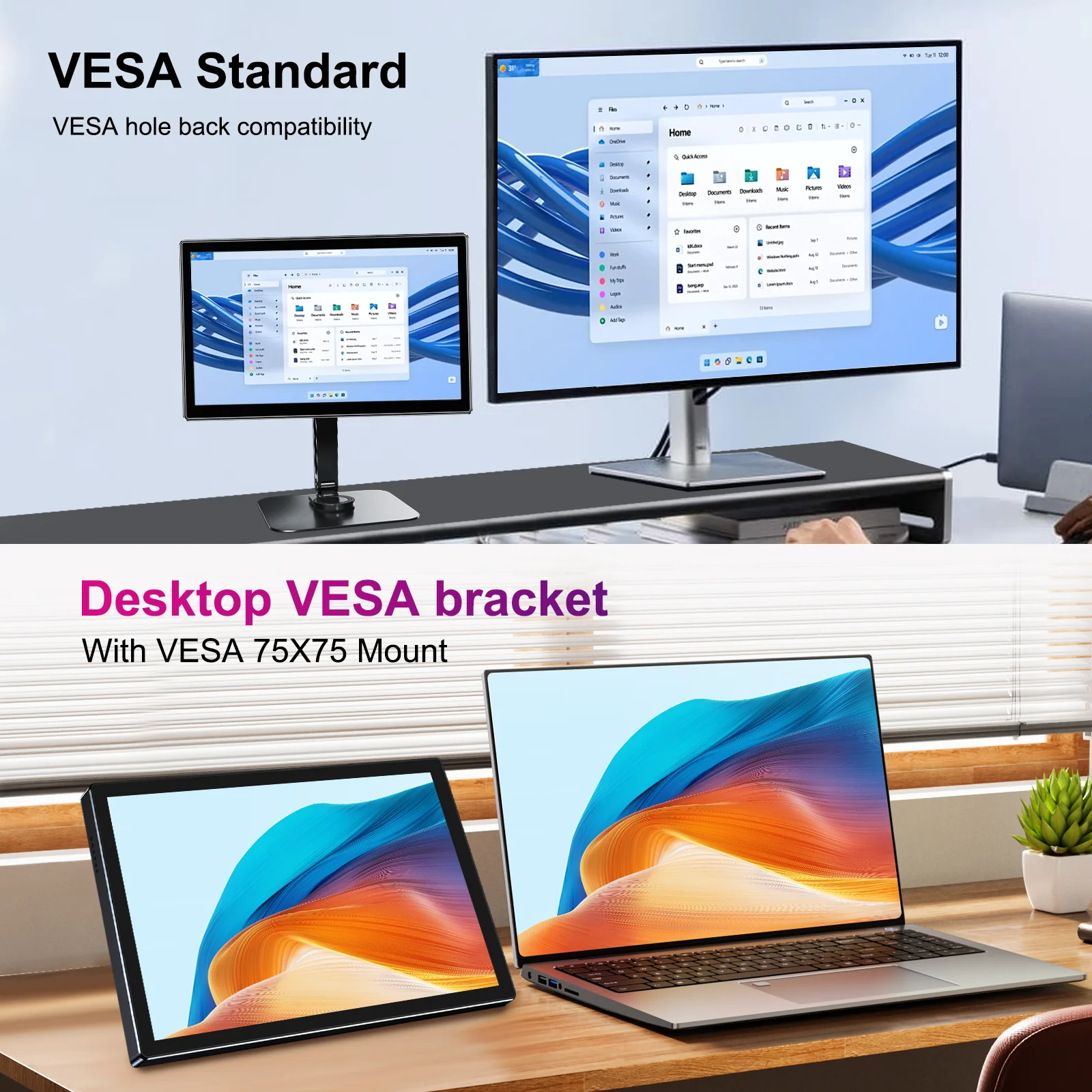11인치 2.5K 터치스크린 휴대용 모니터 2560x1600 IPS VESA 75*75mm 16:10 USB-C HDMI 디스플레이 노트북 Mac PC PS5 스위치용 썸네일 5