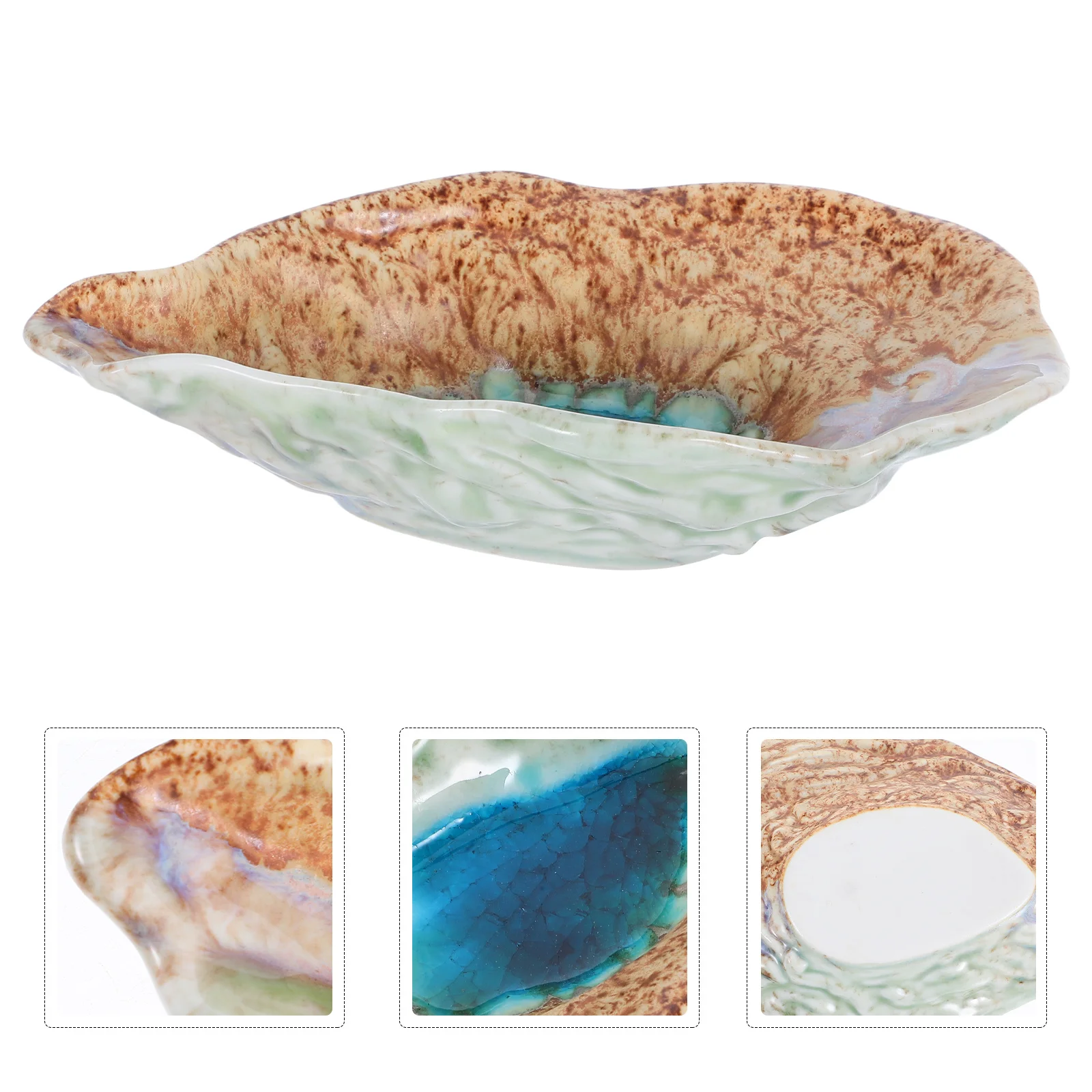 

Porcelain Plate Oyster Shell Shape Irregular Design Multi-Function Food Serving Tray Dessert Snack Salad Display