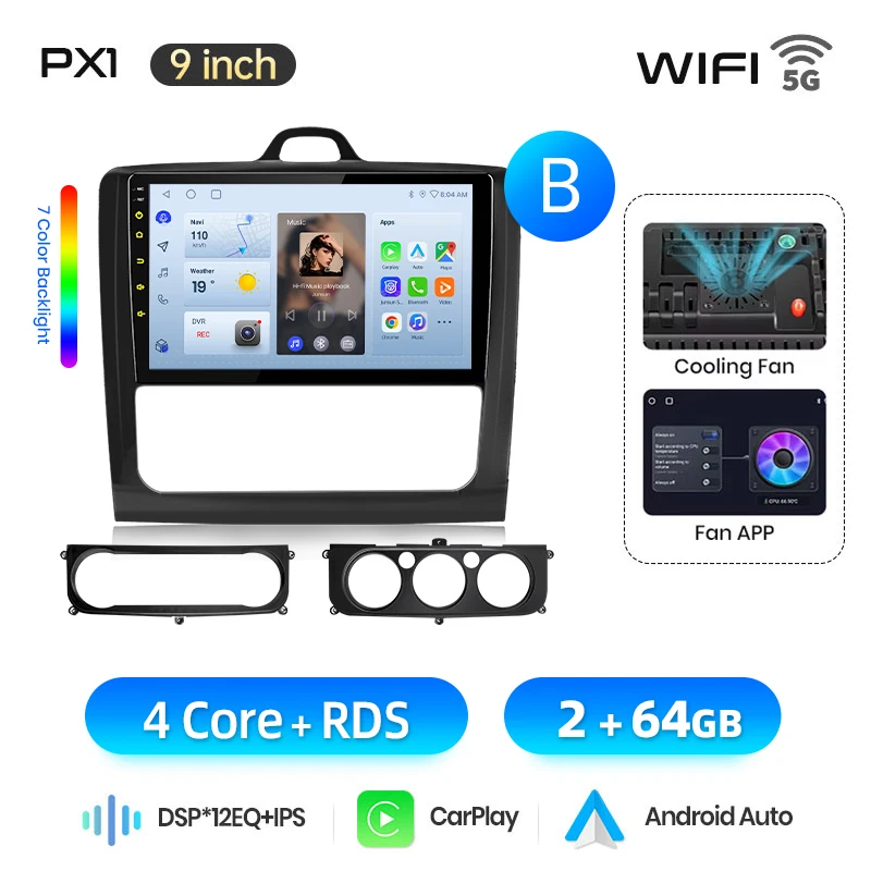 AWESAFE Draadloze CarPlay Android Auto Radio voor Ford Focus 2 3 Mk2 Mk3 2004 2005-2011 Auto Intelligent Systemen RDS GPS FM BT SWC