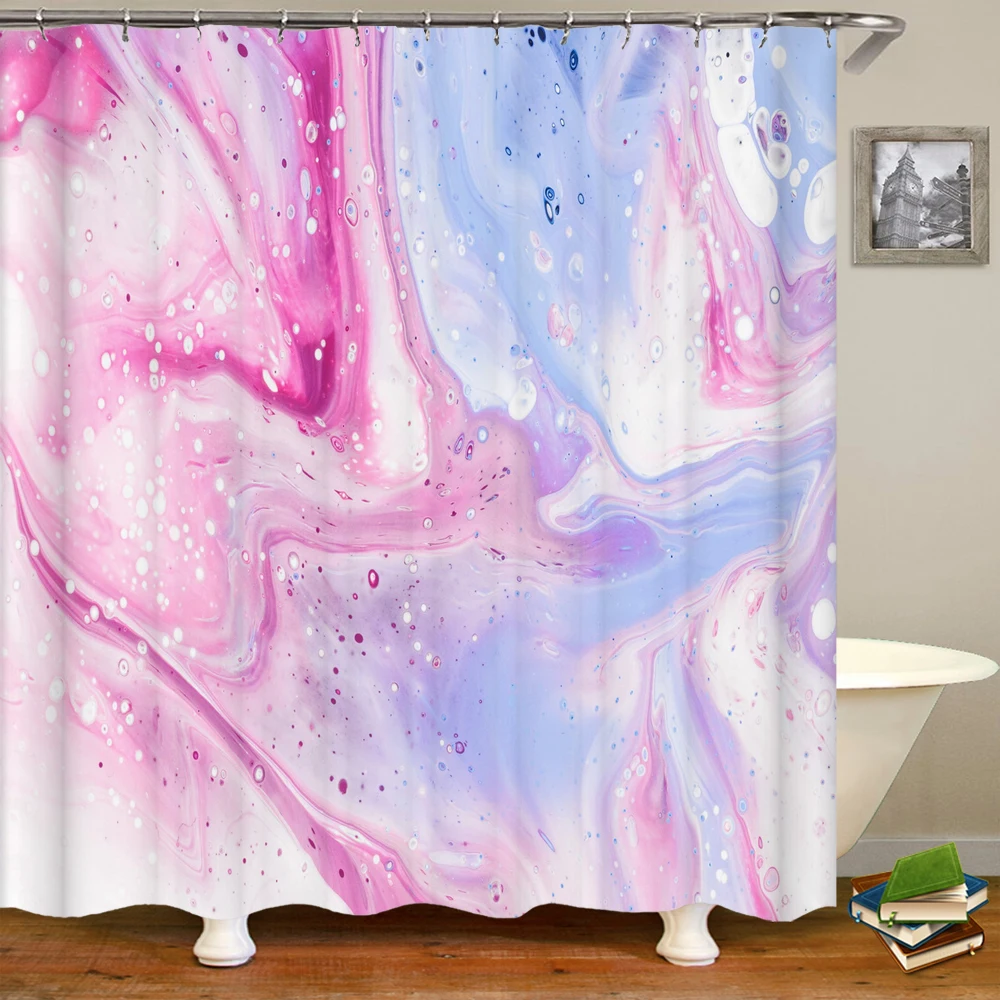 Colorful Abstract Marble Print Shower Curtain With Hook Waterproof Bathroom Curtain Polyester Curtain 3D Shower Curtains 180x180