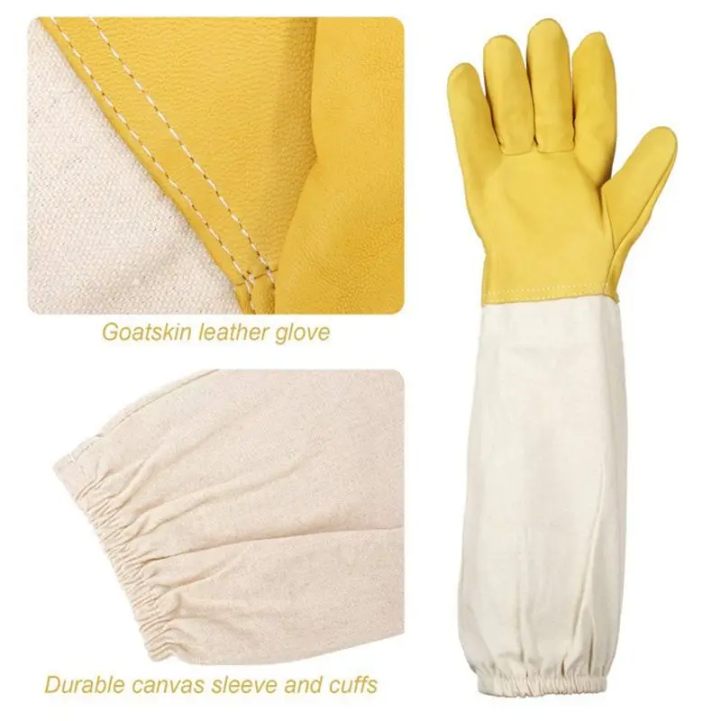 1Pair Soft Hand, Straight Thumb Beekeeper XXL Size Yellow Gloves Durable Easy Install