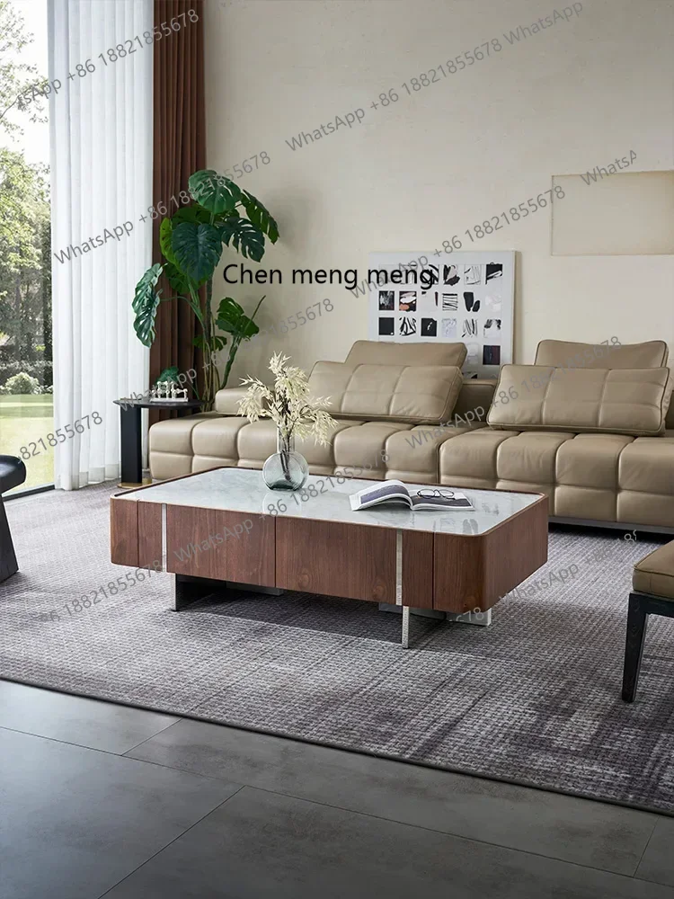 

Q178 Italian minimalist luxury stone coffee table light luxury designer natural marble coffee tableG