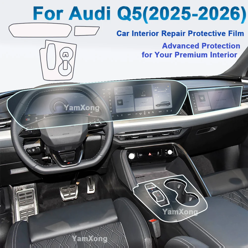 

Car Interior Sticker Kit Easy Installation For Audi Q5 (2025-2026) Dashboard Protective Film Anti-Scratch Center Console