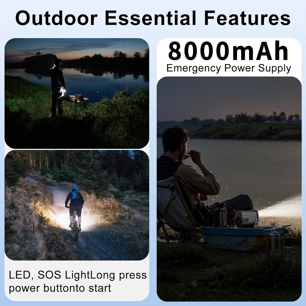 ポータブルウエストファン屋外吊り首ファン強風ベルトモバイル電源 LED 照明スポーツエクスプレス屋外作業用