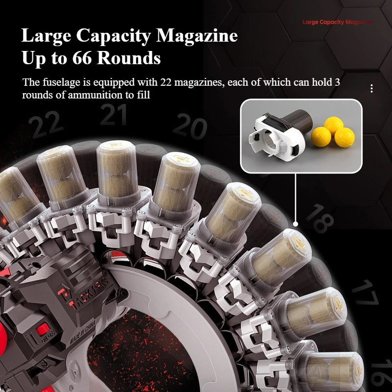 Elektryczny 66 okrągły, ciągły pistolet na miękkie pociski Pistolet na nadgarstek dla dzieci Miękka okrągła wyrzutnia pocisków dla dzieci do gier na świeżym powietrzu