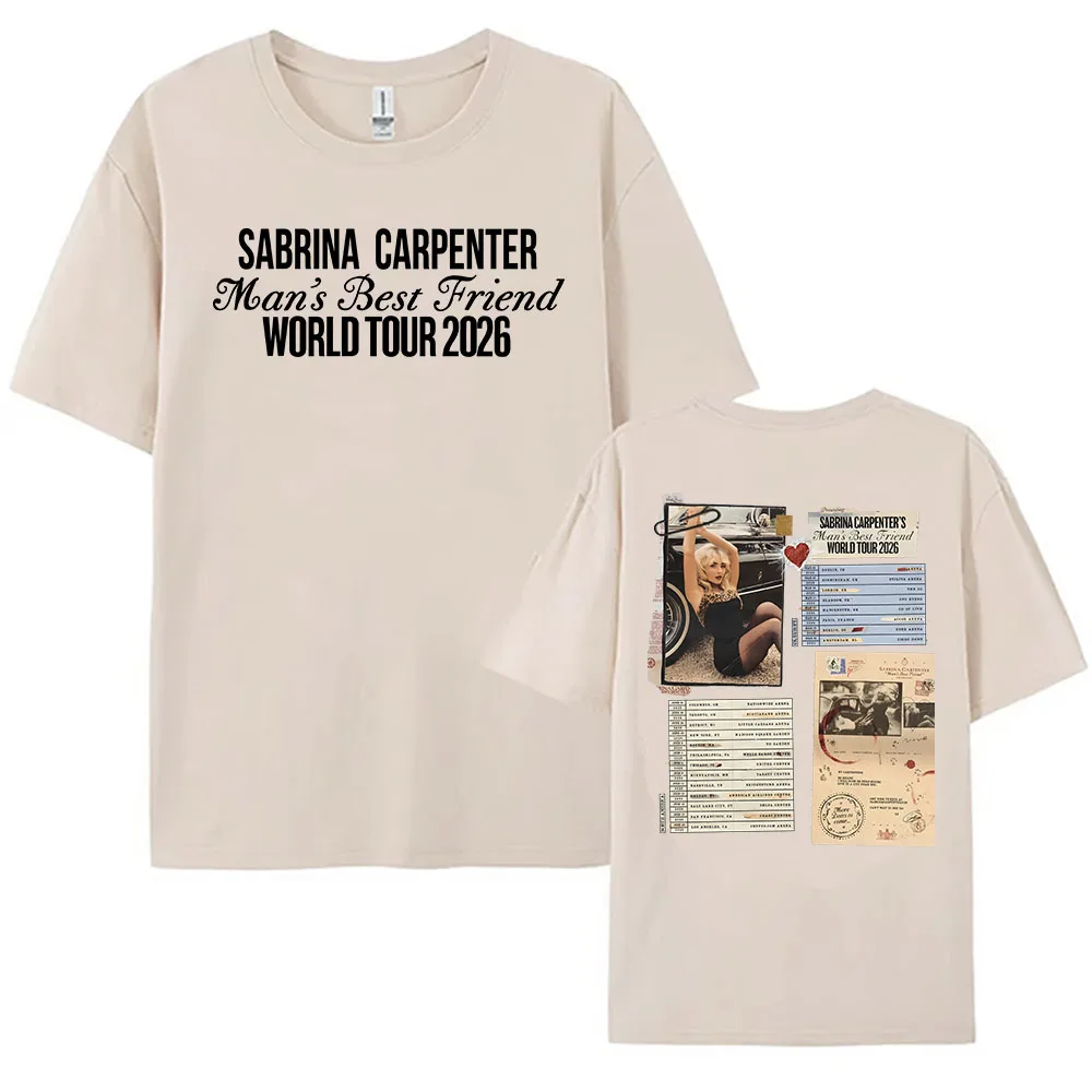 Sabrina Carpenter Man's Best Friend Tour 2026 T-shirt Summer Short Sleeve Men O-neck Tshirts Cotton Unisex Streetwear Print Tees