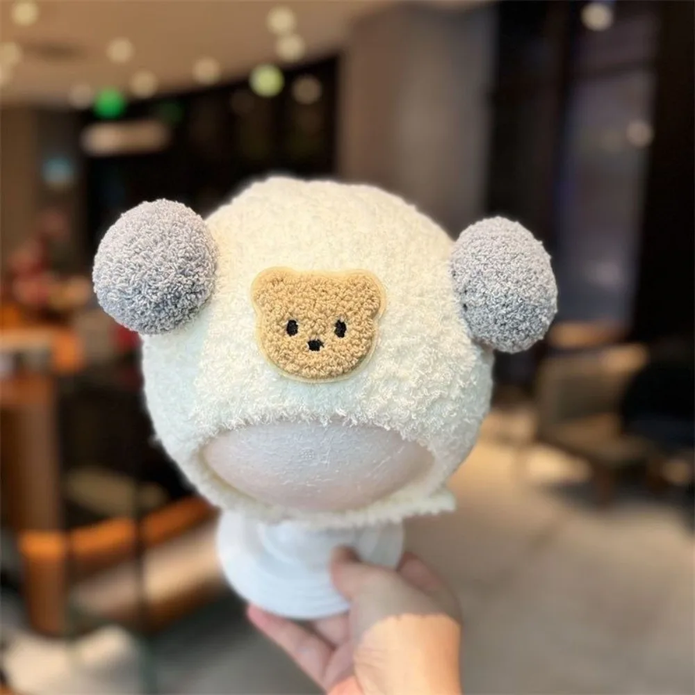 

Новая теплая вязаная шапка, холодостойкая защитная шапка с милым медведем, ветрозащитная пуловерная шапка с помпоном, детская шапка