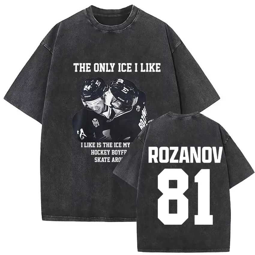 

Футболка Heated Rivalry Илья Розанов 81 Boston Hockey, винтажная, с эффектом потертости, в стиле Харадзюку, оверсайз, унисекс, 100% хлопок