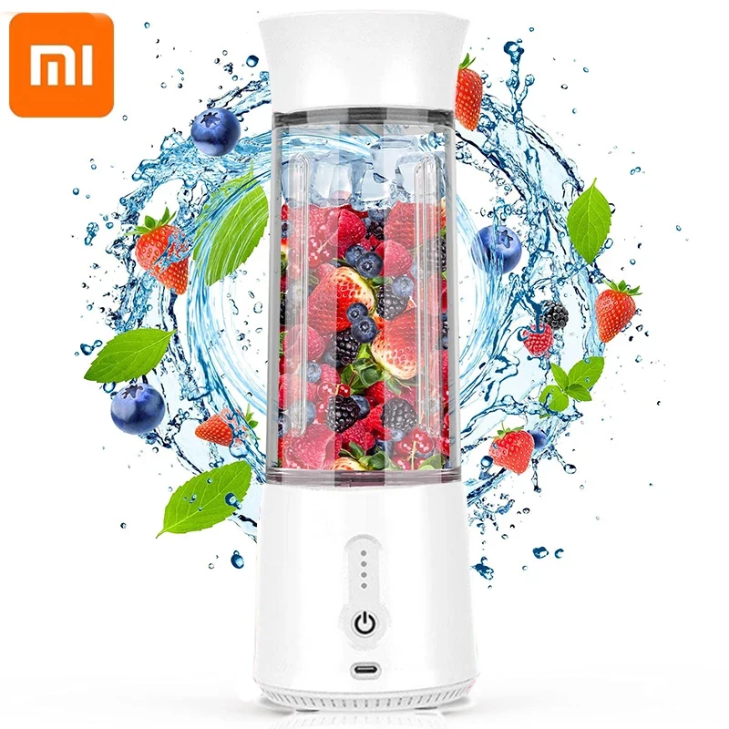 

New Xiaomi 17oz Portable Blender Mini Handheld Fruit Mixer with 6 Blades Personal USB Rechargeable Juice Cup for Sports Travel