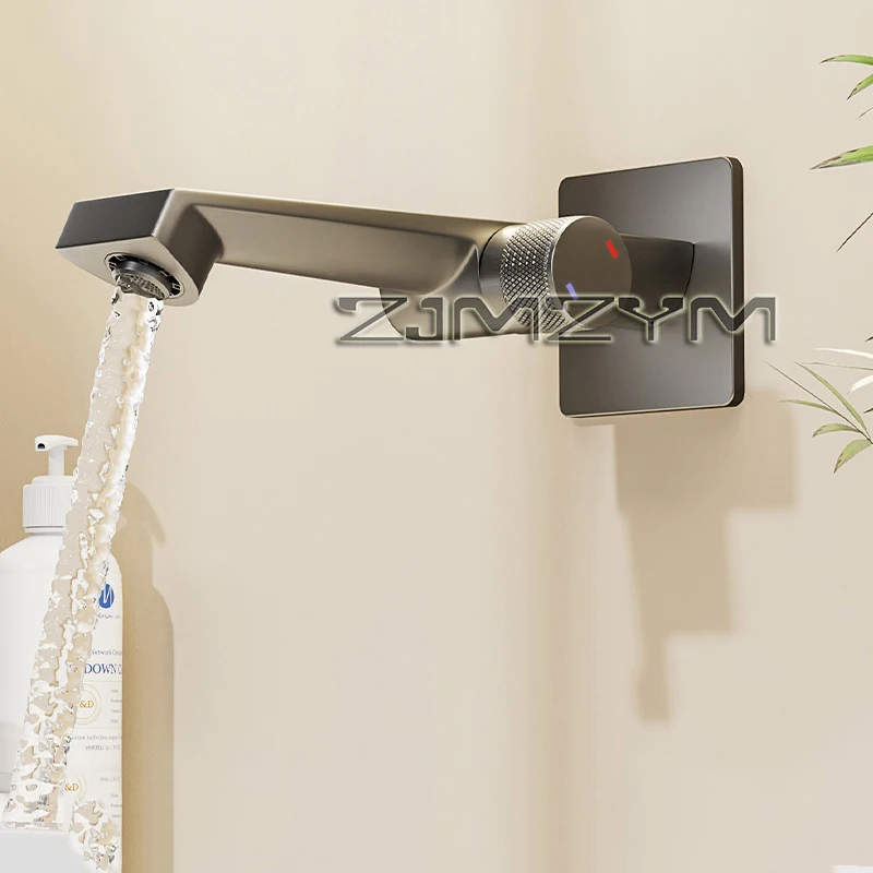 Solid Brass Basin Faucets for Bathroom, Hot and Cold Sink Mixer Taps, In-wall with Hidden Embedded